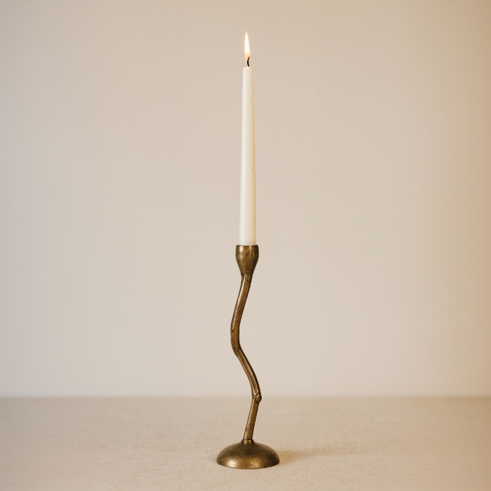 Vintage Sculptural Aluminum Candlestick | Organic Modern Decor